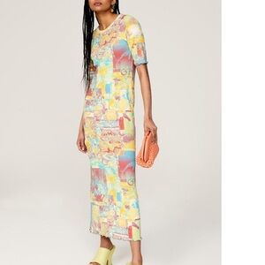 Ganni Multicolor Graphic Midi Dress